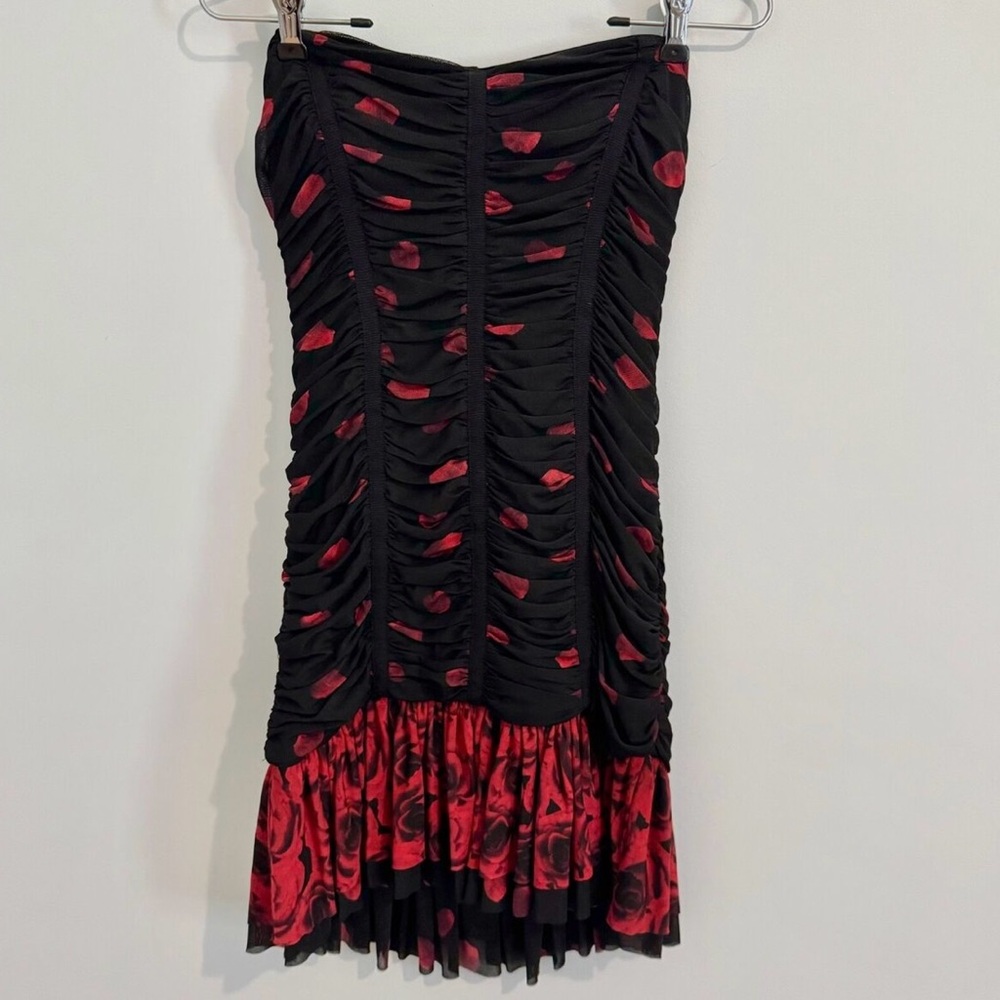 bebe Black and Red Strapless Dress
